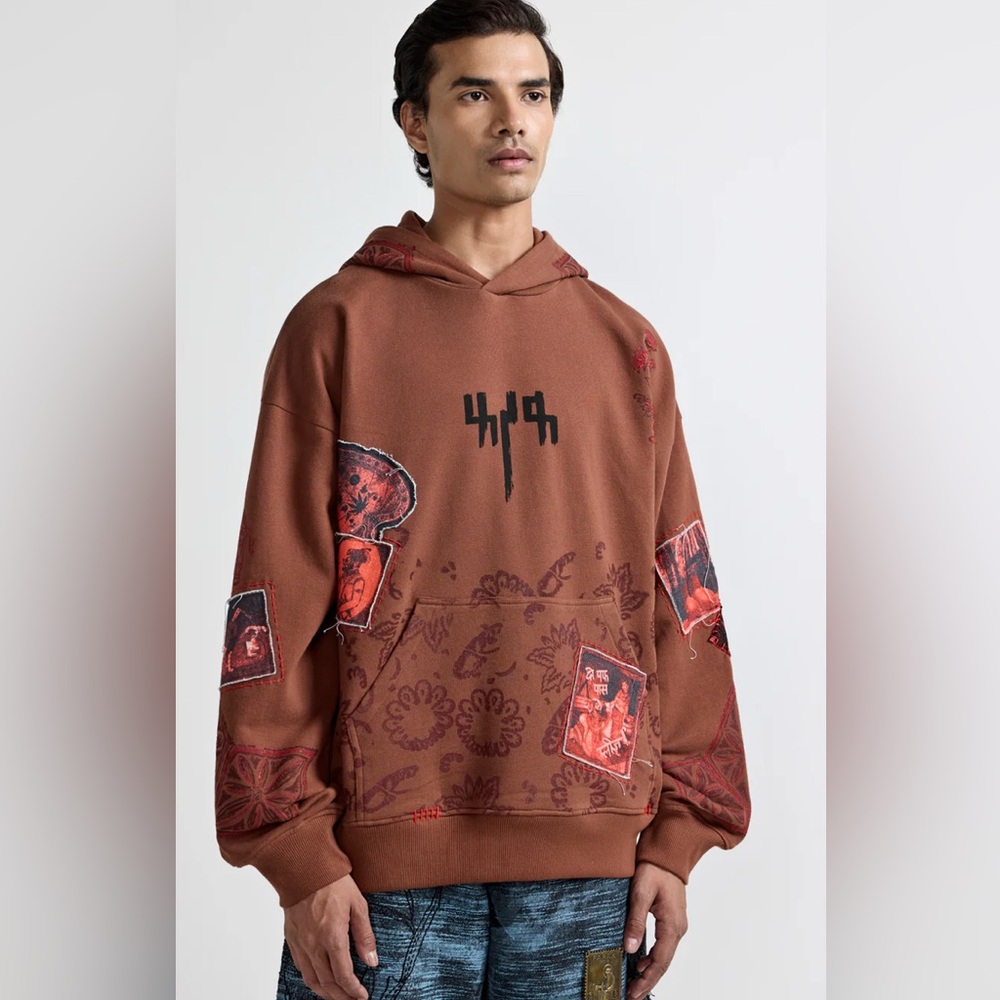 Farak Handmade "MEHFIL" Block-Printed Hoodie Organic Cotton Limited Edition NWOT